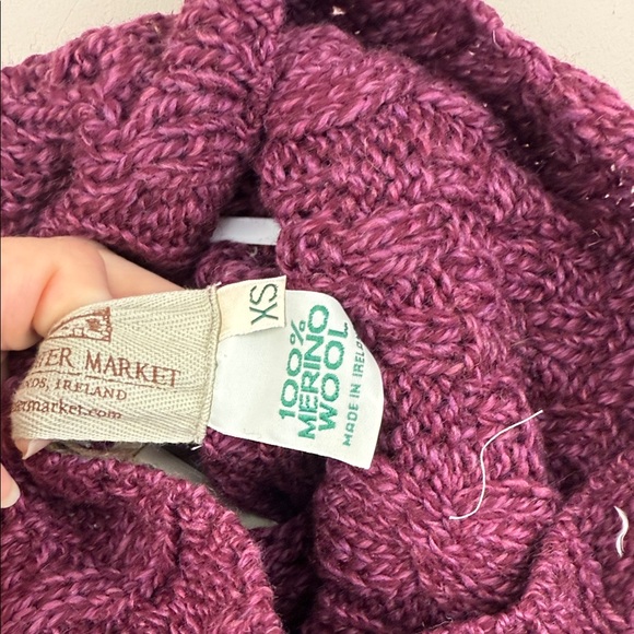 NEW ARAN SWEATER MARKET purple Womens Turtleneck Cable Knit Sweater‎‎ xs - Picture 5 of 10